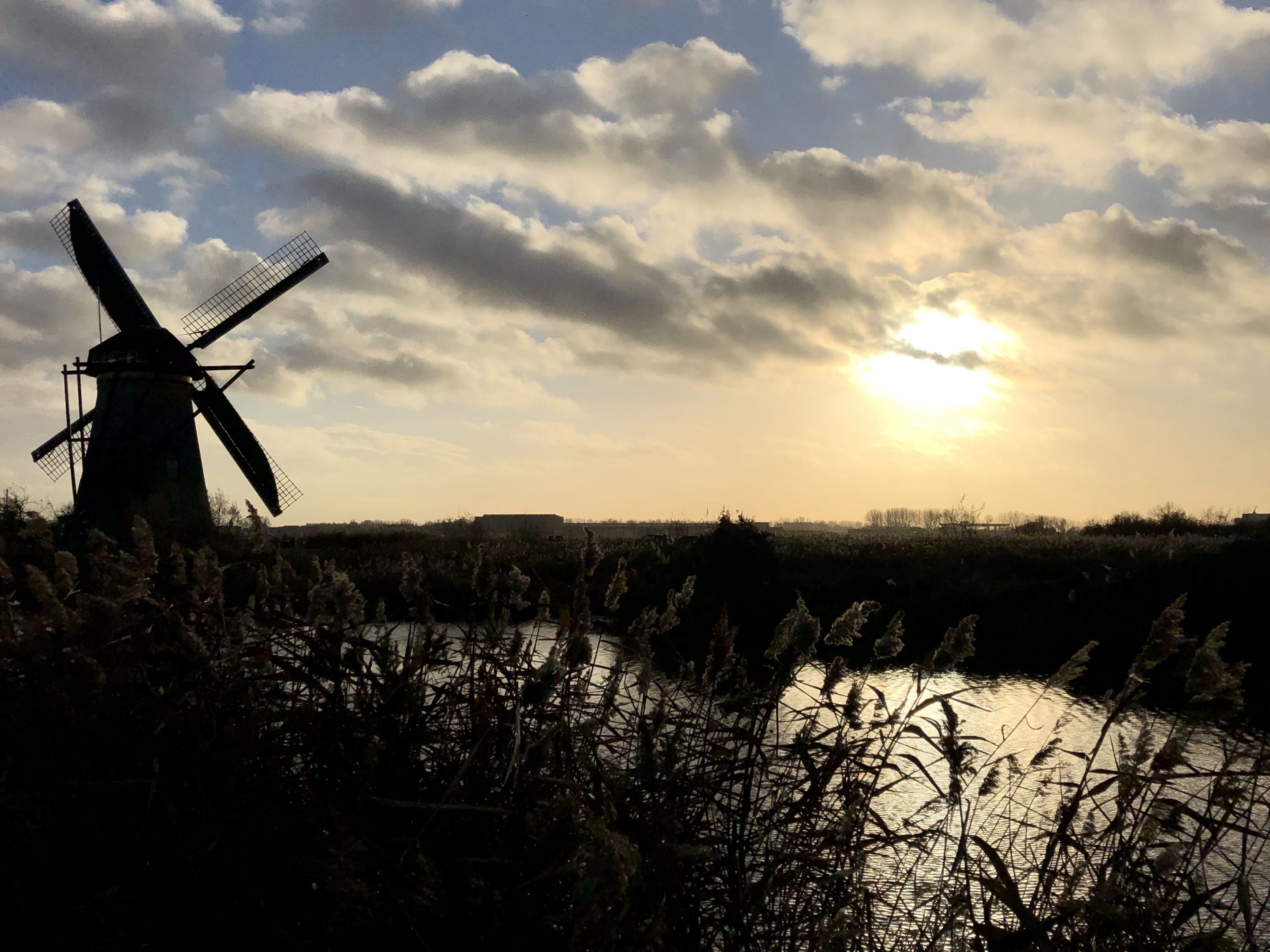 Mill at sunset for Kinderdijk wayfinding